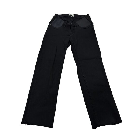 DL1961 Patti Straight Maternity Vintage Jeans Size 27 Black Peached Raw Denim - Picture 1 of 16